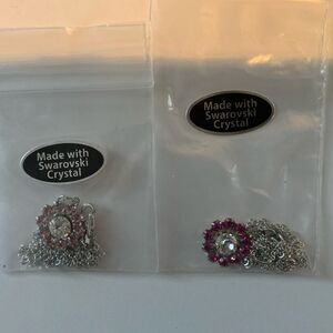 Swarovski crystal pink sapphire diamond floral necklace silver
